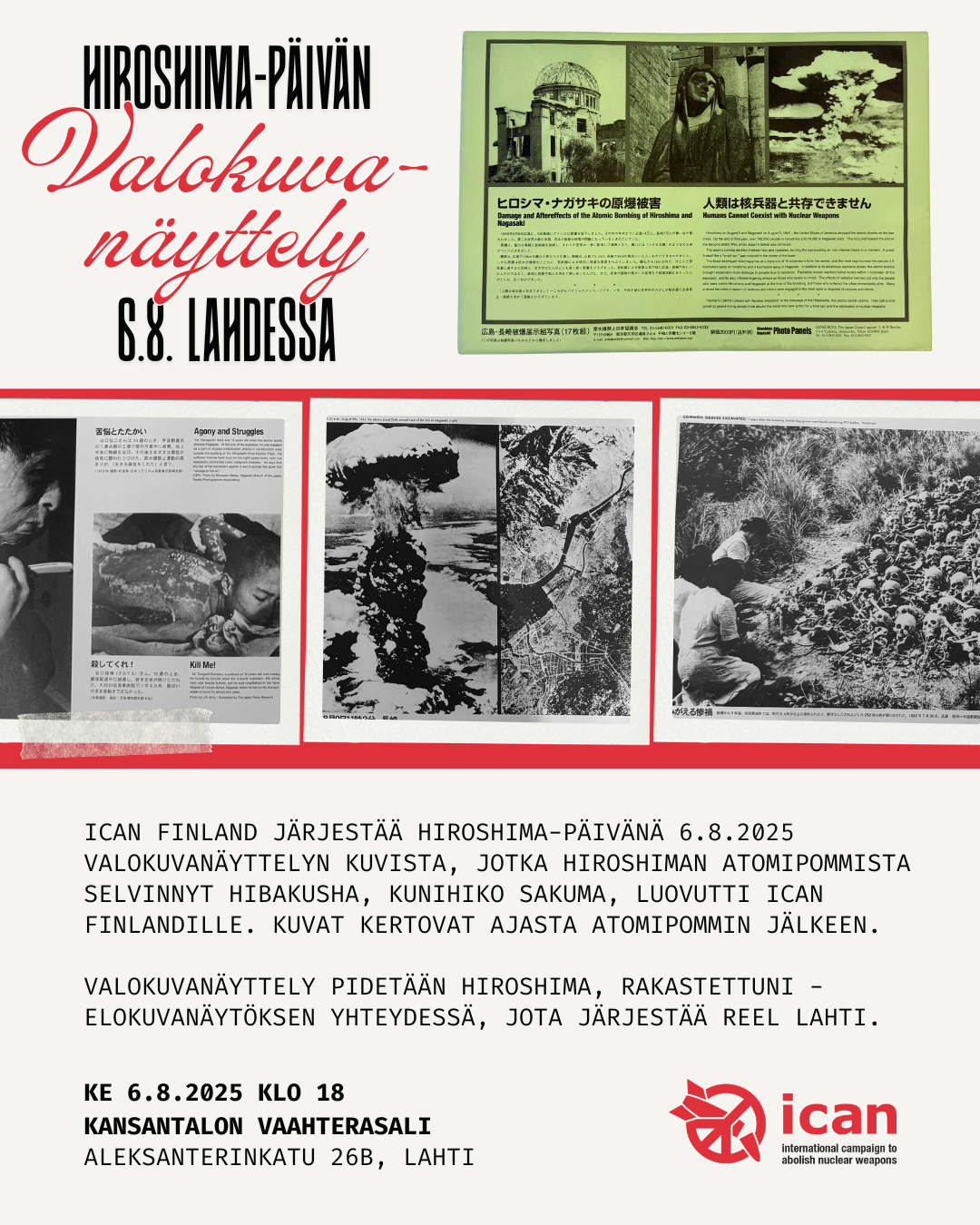 Hiroshima-päivän valokuvanäyttely • Lahti