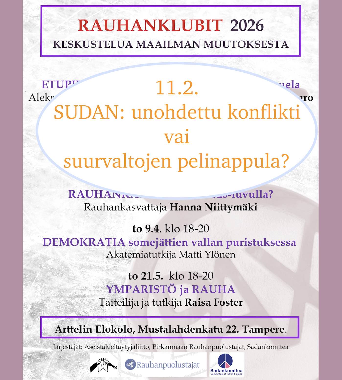 Tampereen rauhanklubi: Sudan: unohdettu konflikti vai suurvaltojen pelinappula? • Tampere